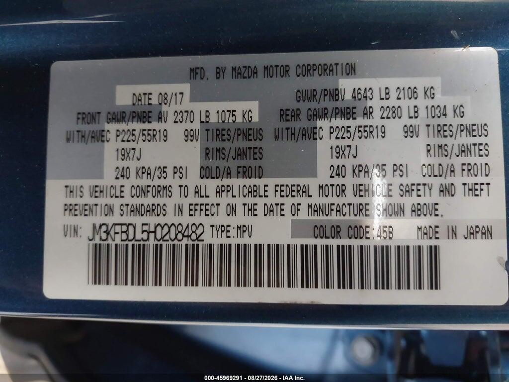 JM3KFBDL5H0208482 2017 MAZDA CX-5 photo no. 9