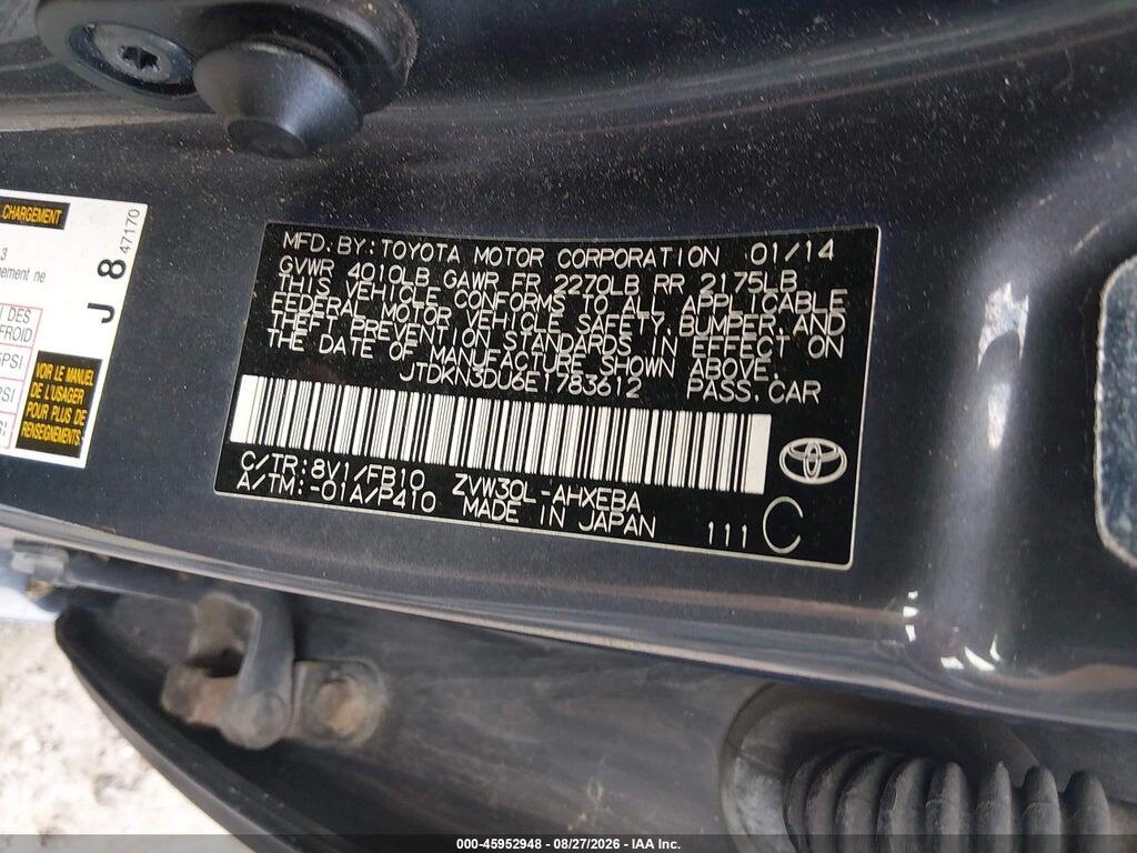 JTDKN3DU6E1783612 2014 TOYOTA PRIUS photo no. 9