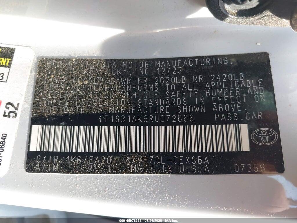 4T1S31AK6RU072666 2024 TOYOTA CAMRY HYBRID photo no. 9