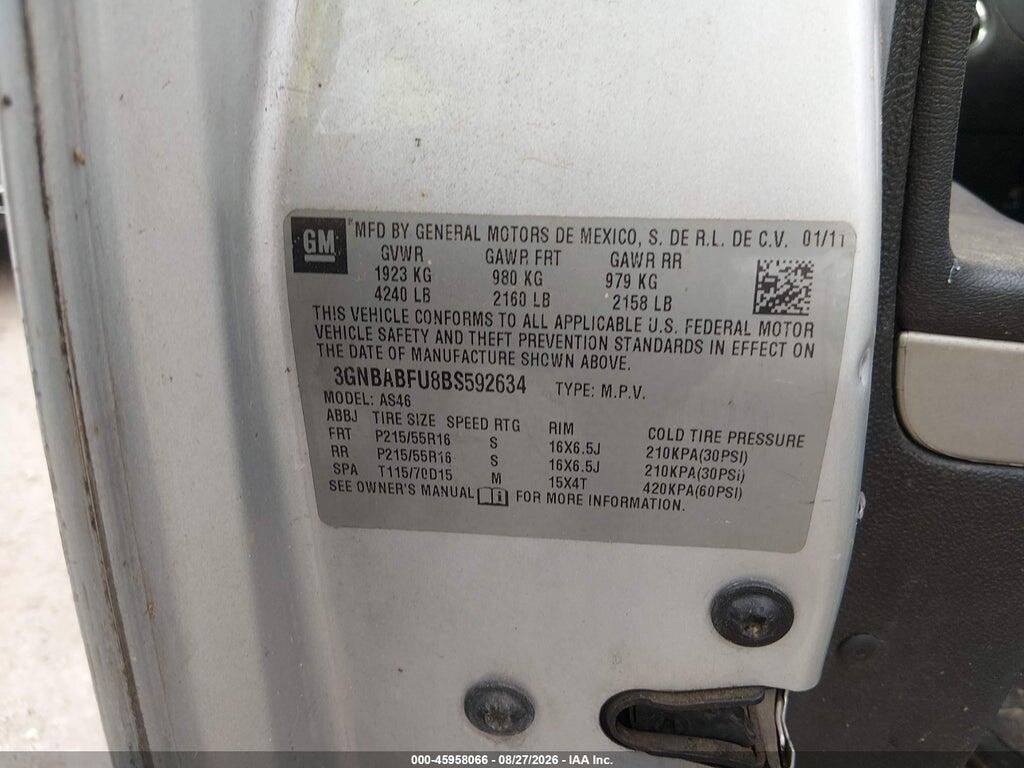 3GNBABFU8BS592634 2011 CHEVROLET HHR photo no. 9