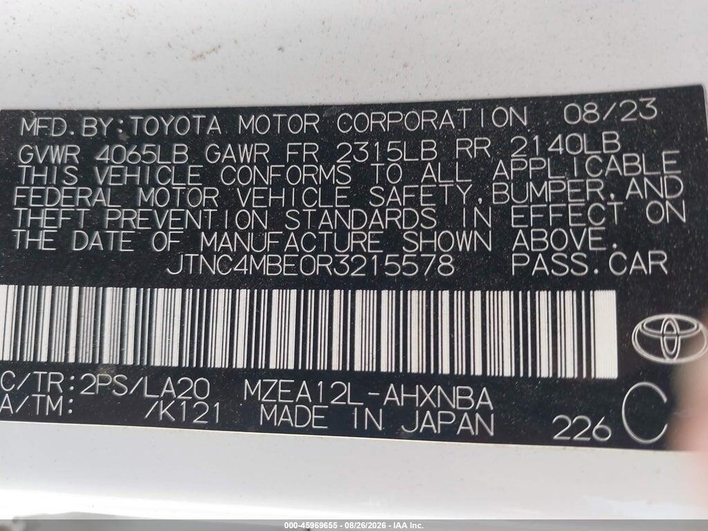 JTNC4MBE0R3215578 2024 TOYOTA COROLLA photo no. 9
