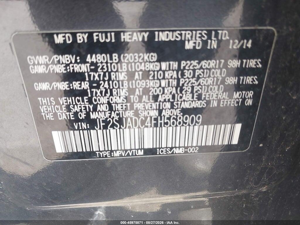 JF2SJADC4FH568909 2015 SUBARU FORESTER photo no. 9