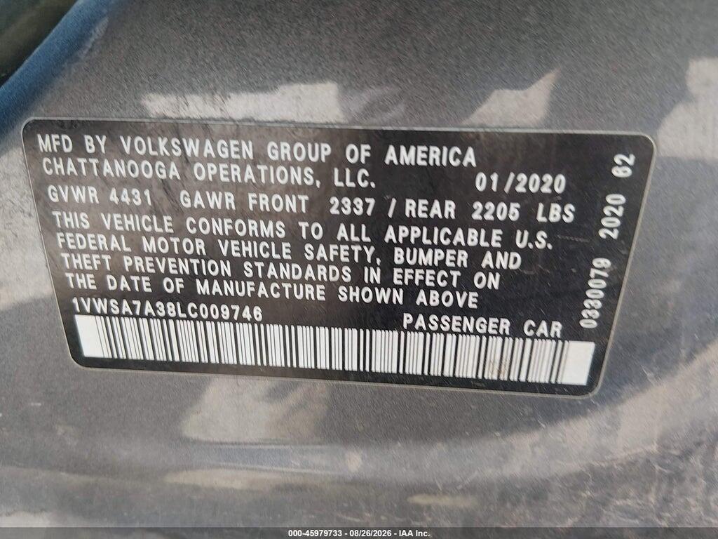 1VWSA7A38LC009746 2020 VOLKSWAGEN PASSAT photo no. 9