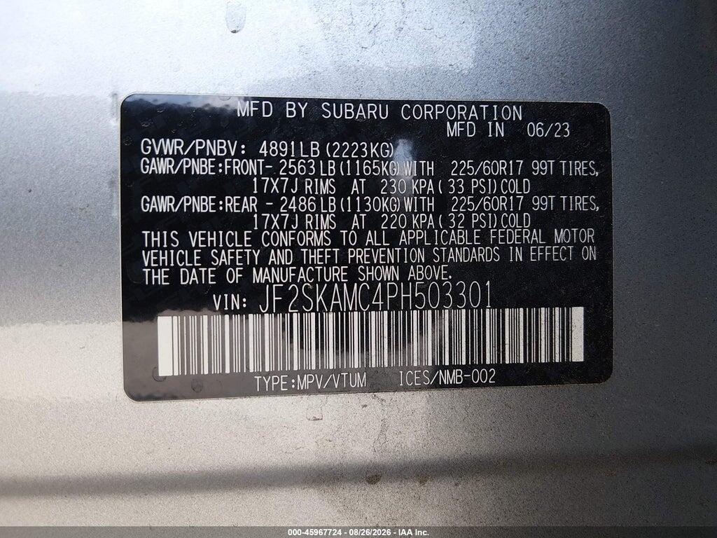 JF2SKAMC4PH503301 2023 SUBARU FORESTER photo no. 9