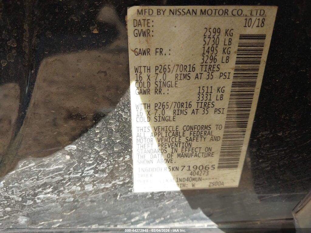 1N6DD0ER5KN719065 2019 NISSAN FRONTIER photo no. 9