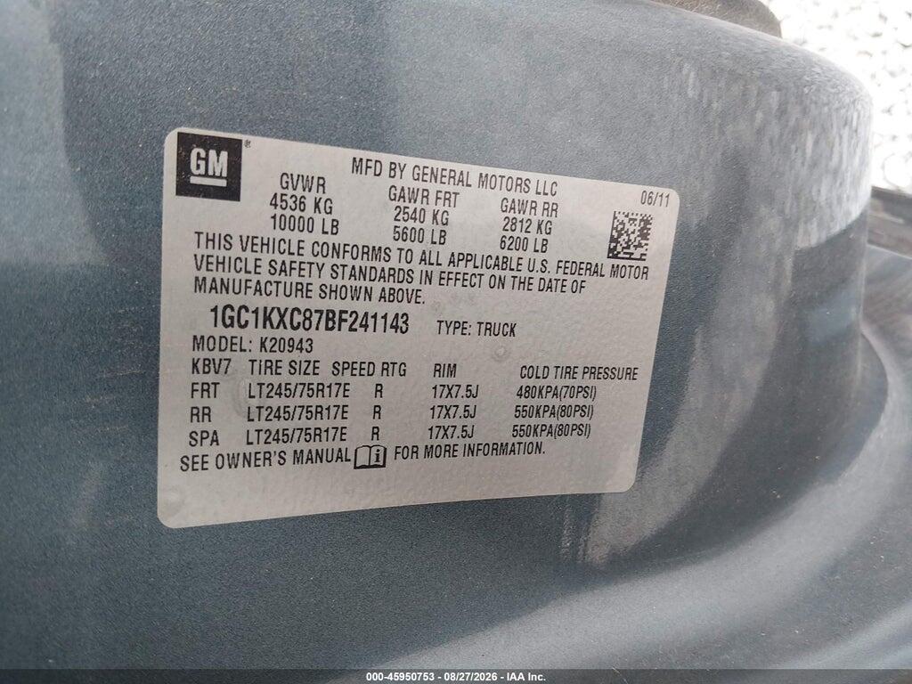 1GC1KXC87BF241143 2011 CHEVROLET SILVERADO 2500HD photo no. 9