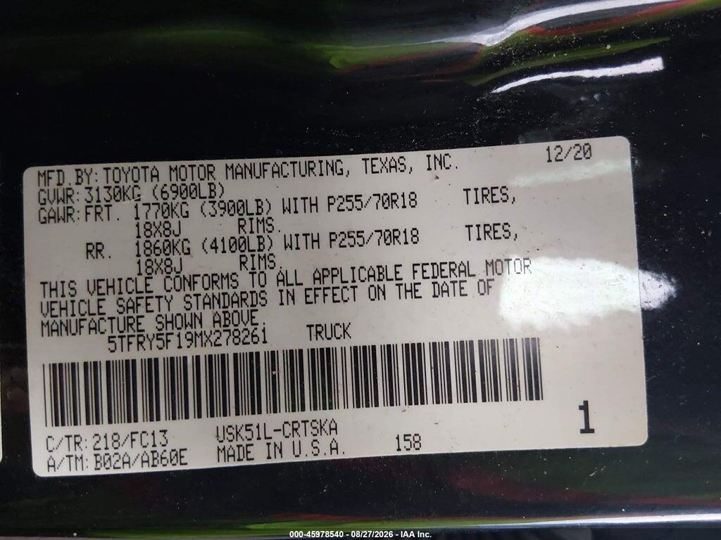 5TFRY5F19MX278261 2021 TOYOTA TUNDRA photo no. 9