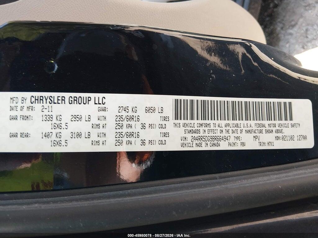 2A4RR5DG9BR664947 2011 CHRYSLER TOWN & COUNTRY photo no. 9