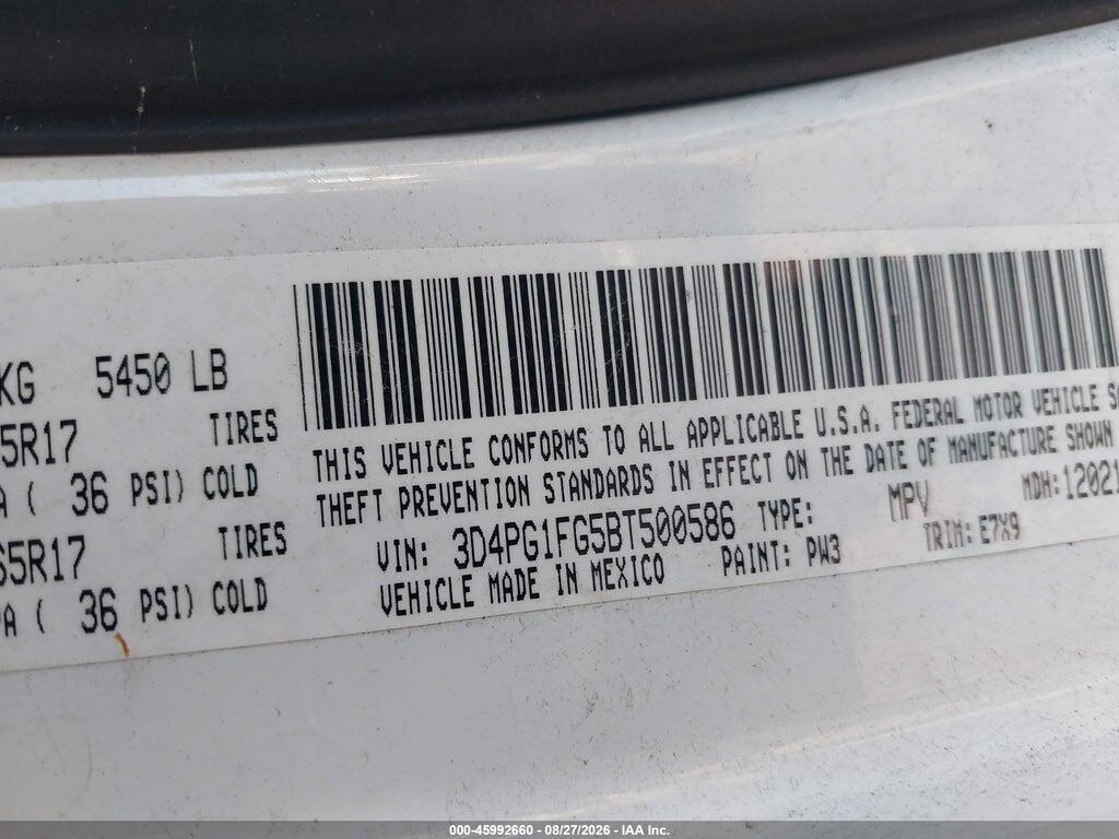 3D4PG1FG5BT500586 2011 DODGE JOURNEY photo no. 9