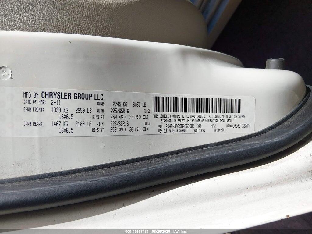 2D4RN3DG9BR668585 2011 DODGE GRAND CARAVAN photo no. 9