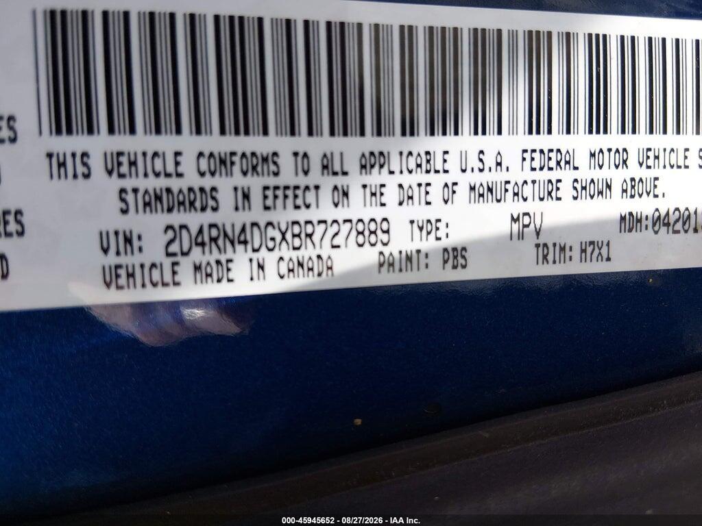 2D4RN4DGXBR727889 2011 DODGE GRAND CARAVAN photo no. 9