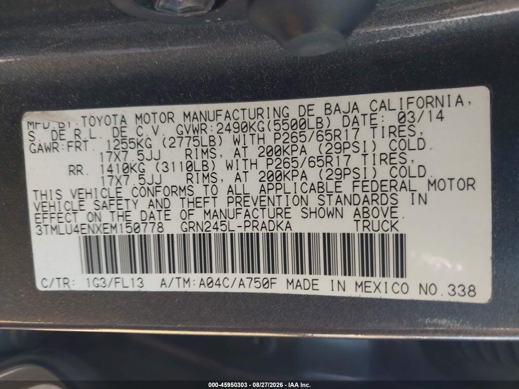 3TMLU4ENXEM150778 2014 TOYOTA TACOMA photo no. 9