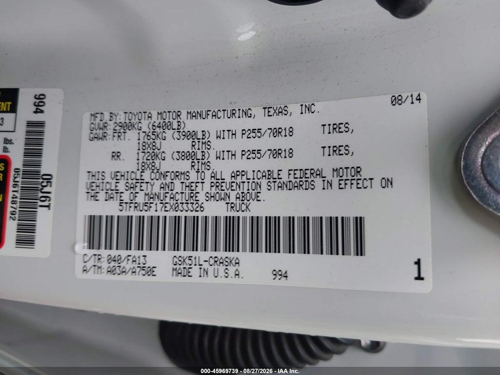 5TFRU5F17EX033326 2014 TOYOTA TUNDRA photo no. 9