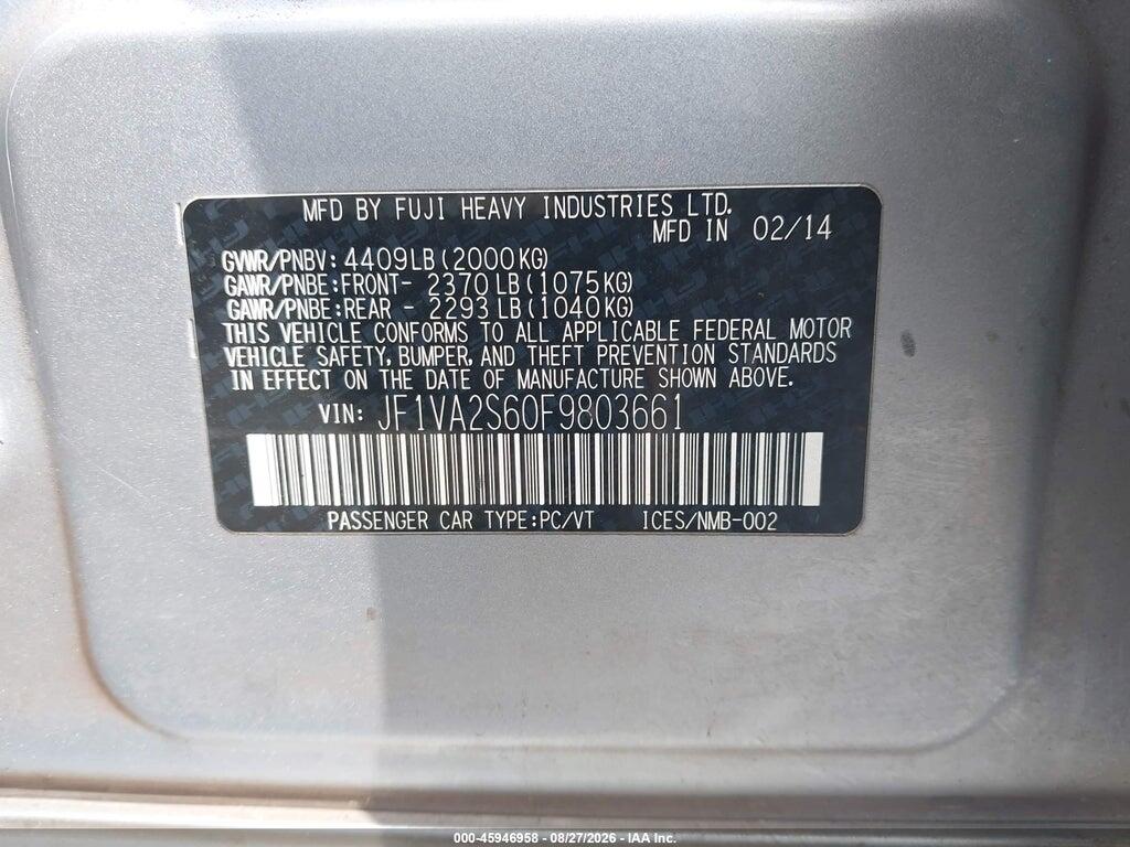 JF1VA2S60F9803661 2015 SUBARU WRX STI photo no. 9