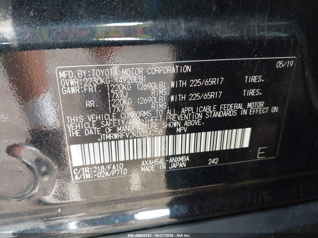 JTMRWRFV2KD024258 2019 TOYOTA RAV4 HYBRID photo no. 9
