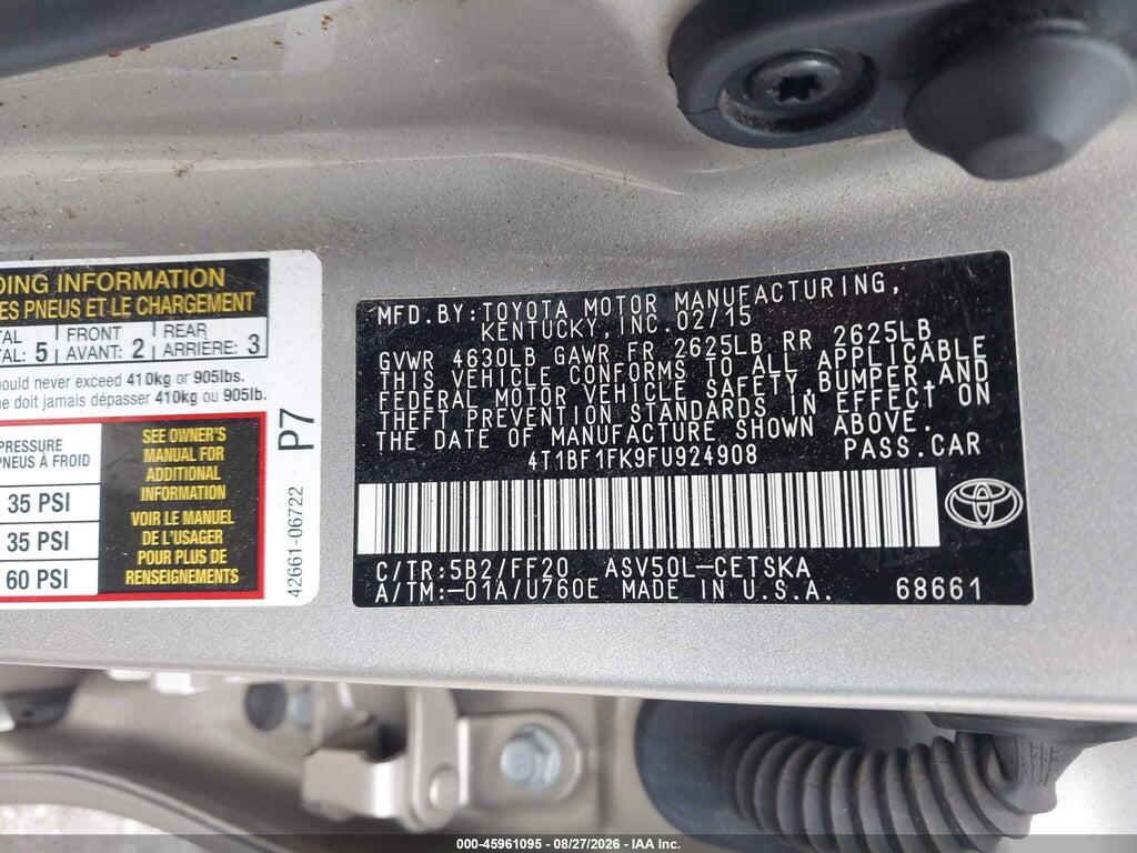 4T1BF1FK9FU924908 2015 TOYOTA CAMRY photo no. 9