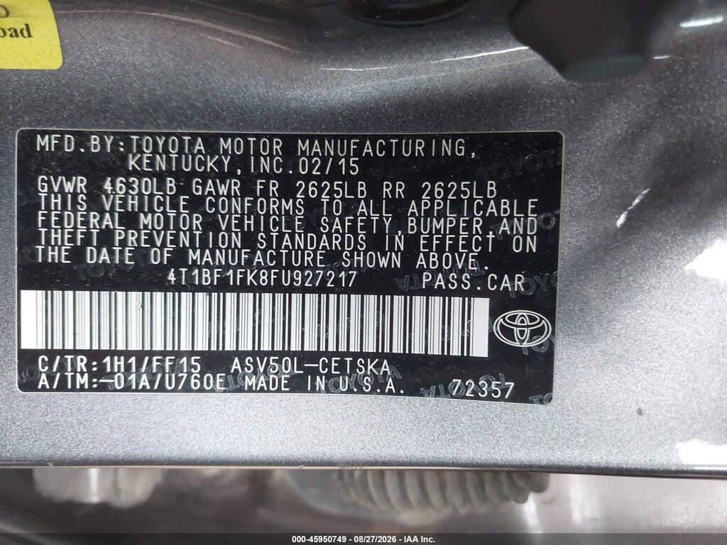 4T1BF1FK8FU927217 2015 TOYOTA CAMRY photo no. 9
