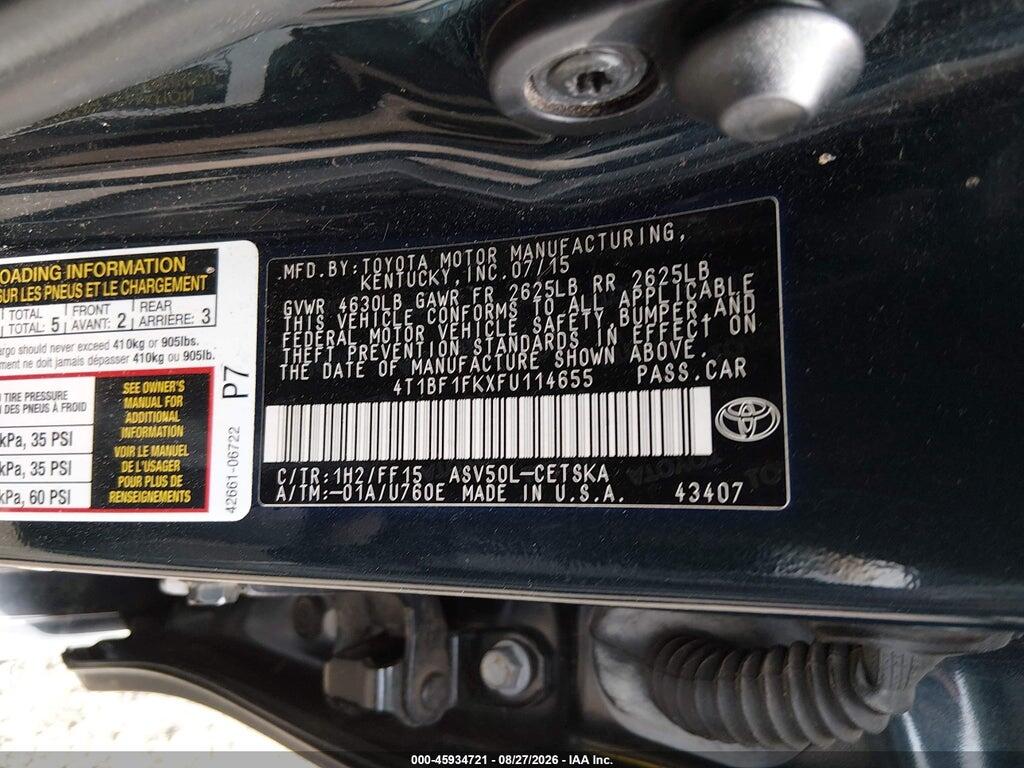 4T1BF1FKXFU114655 2015 TOYOTA CAMRY photo no. 9