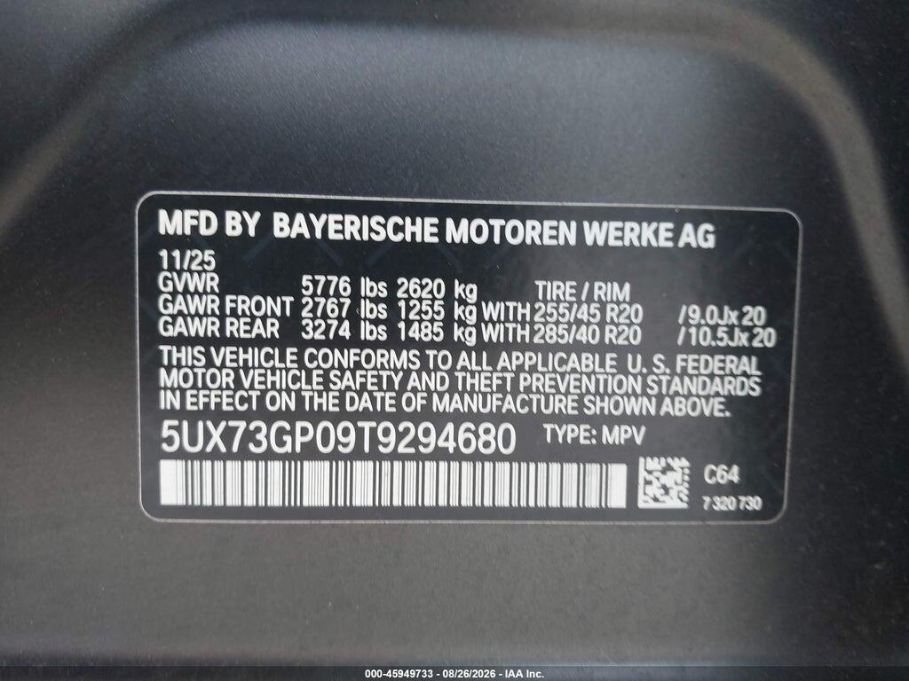 5UX73GP09T9294680 2026 BMW X3 photo no. 9