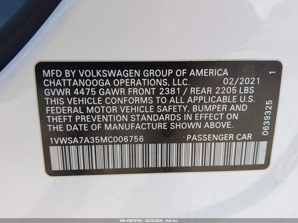 1VWSA7A35MC006756 2021 VOLKSWAGEN PASSAT photo no. 8