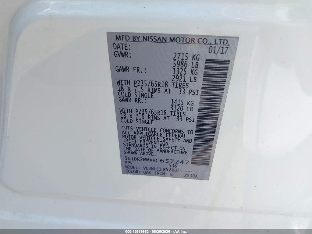 5N1DR2MMXHC657247 2017 NISSAN PATHFINDER photo no. 9