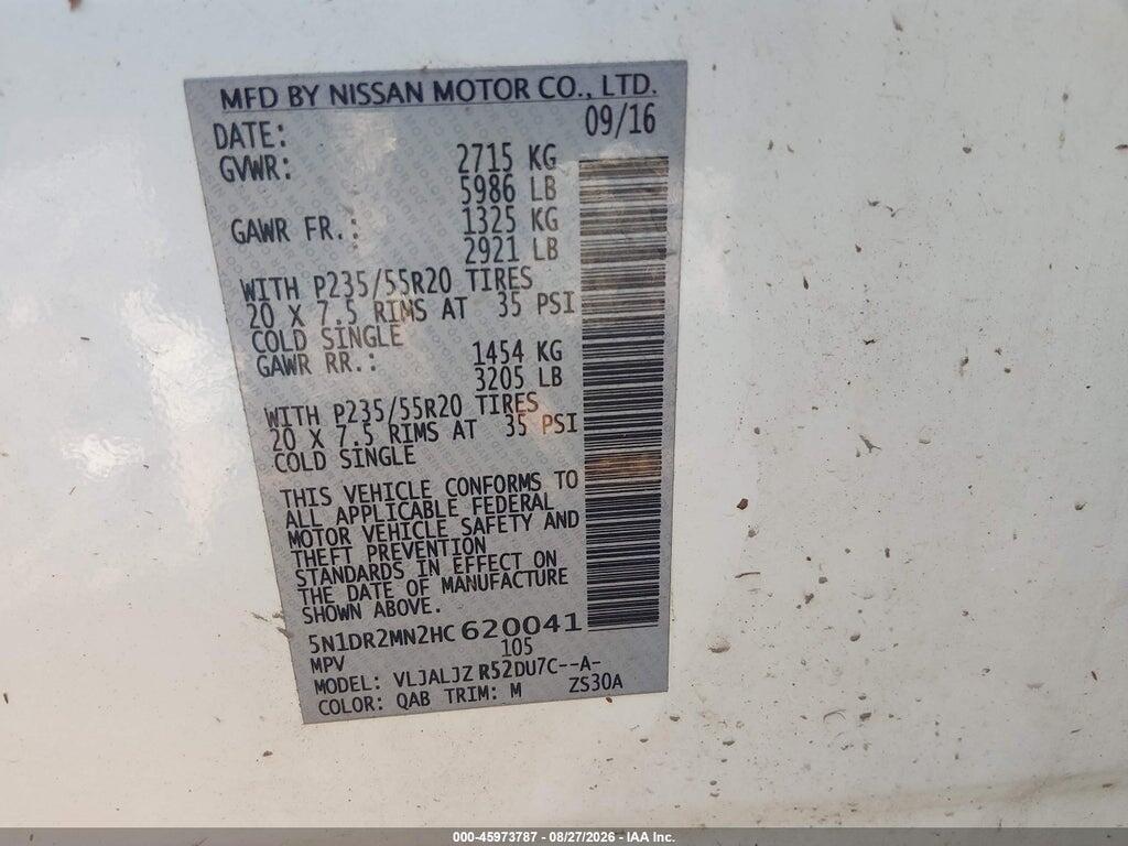 5N1DR2MN2HC620041 2017 NISSAN PATHFINDER photo no. 9