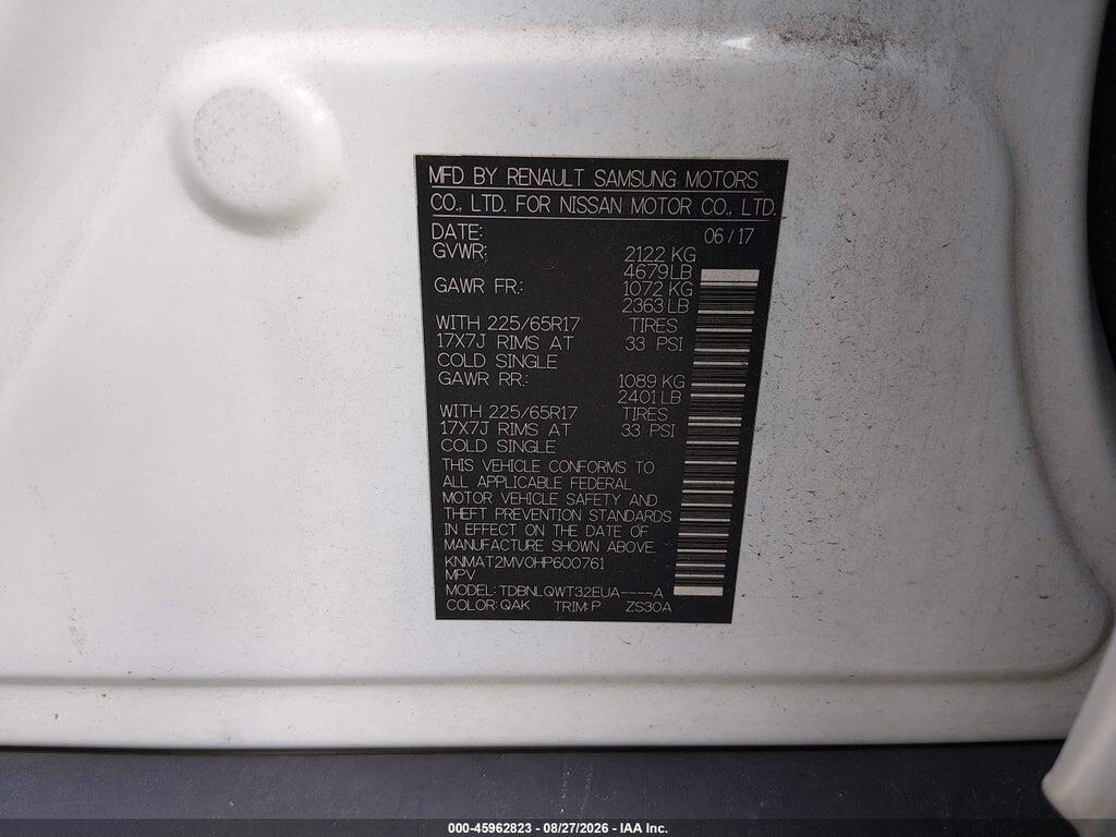 KNMAT2MV0HP600761 2017 NISSAN ROGUE photo no. 9
