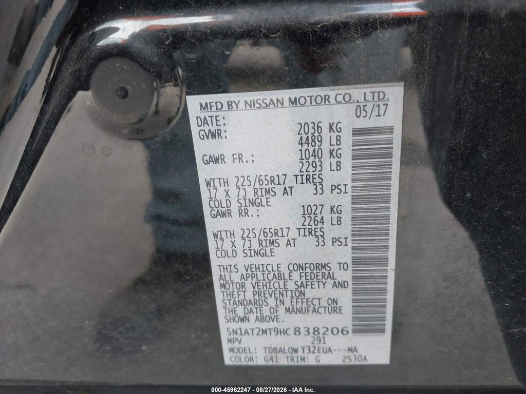 5N1AT2MT9HC838206 2017 NISSAN ROGUE photo no. 9