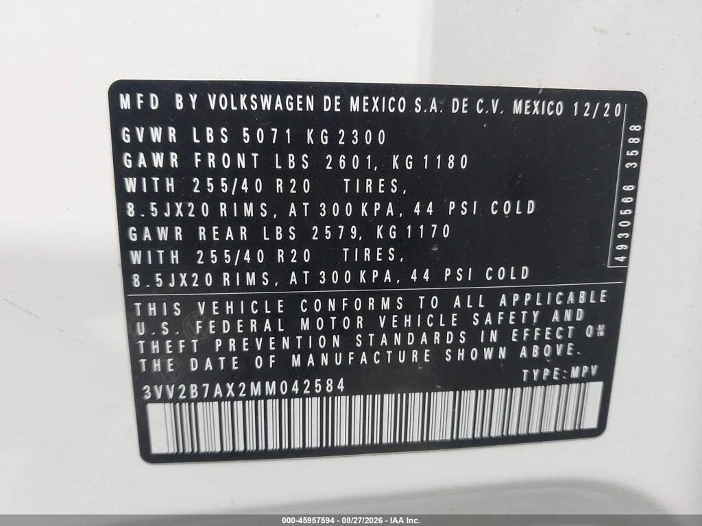 3VV2B7AX2MM042584 2021 VOLKSWAGEN TIGUAN photo no. 9