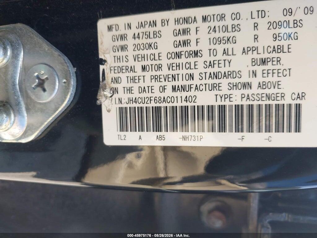 JH4CU2F68AC011402 2010 ACURA TSX photo no. 9