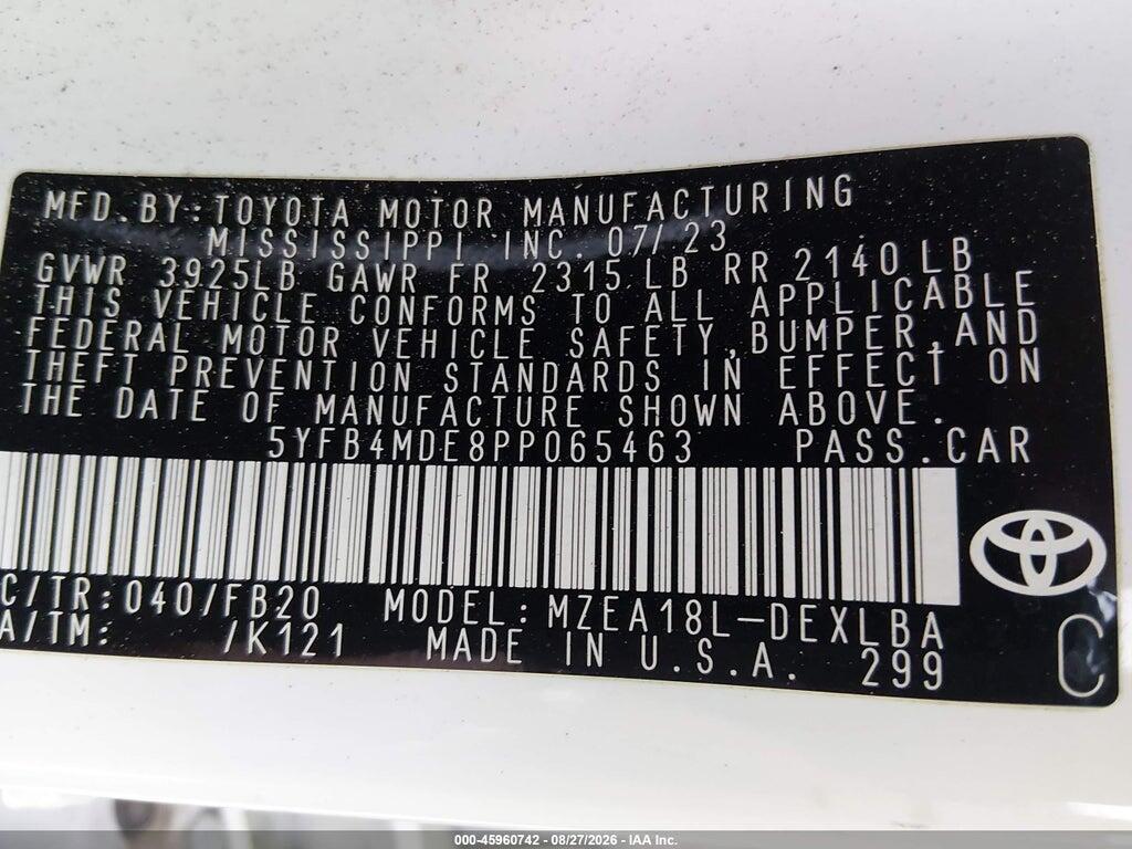 5YFB4MDE8PP065463 2023 TOYOTA COROLLA photo no. 9
