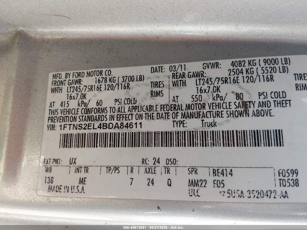 1FTNS2EL4BDA84611 2011 FORD E-250 photo no. 9