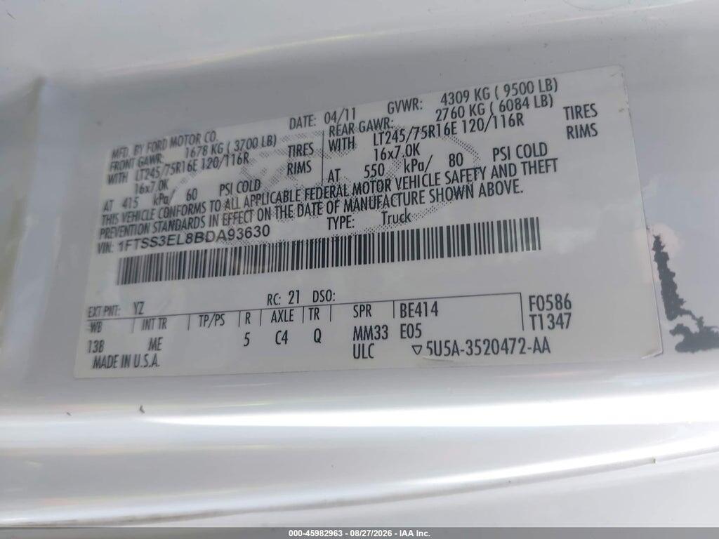 1FTSS3EL8BDA93630 2011 FORD E-350 SUPER DUTY photo no. 9