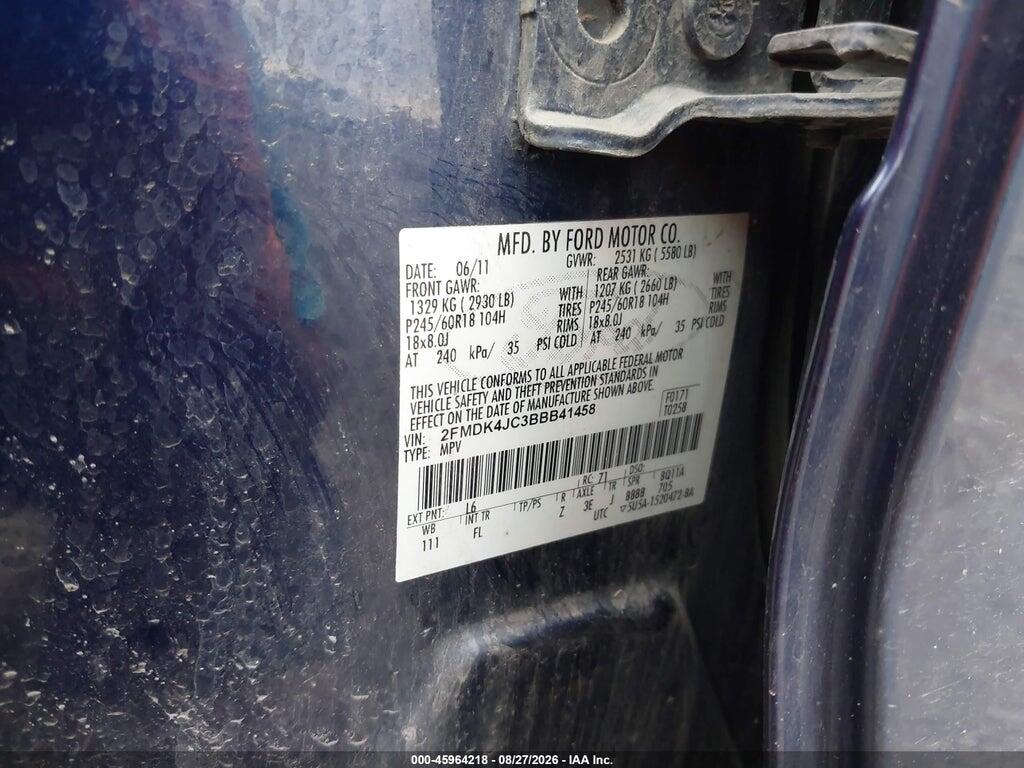 2FMDK4JC3BBB41458 2011 FORD EDGE photo no. 9
