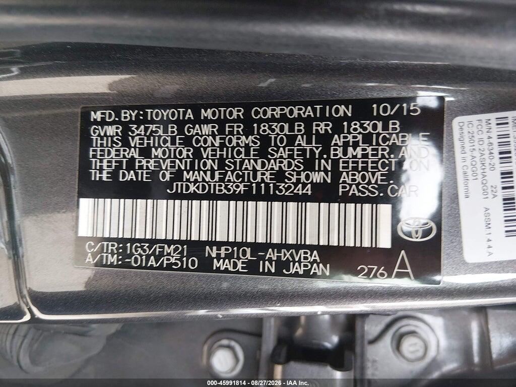 JTDKDTB39F1113244 2015 TOYOTA PRIUS C photo no. 9