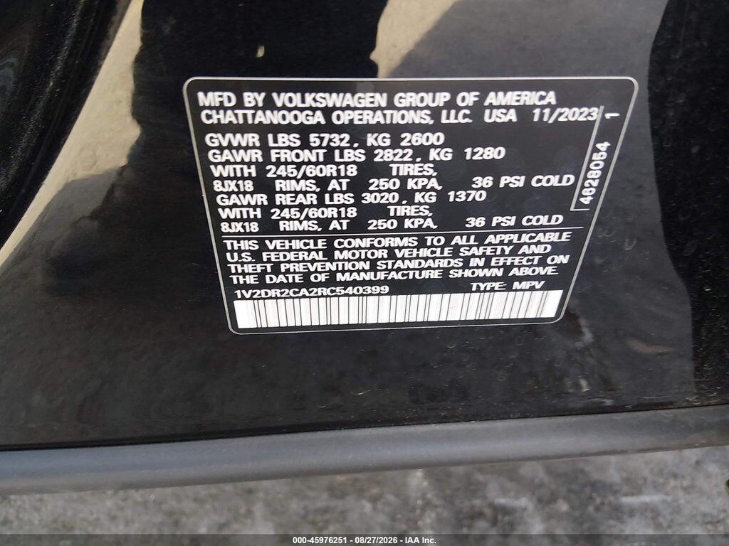 1V2DR2CA2RC540399 2024 VOLKSWAGEN ATLAS photo no. 9