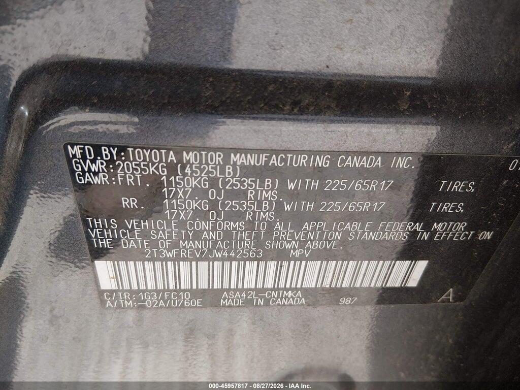 2T3WFREV7JW442563 2018 TOYOTA RAV4 photo no. 9