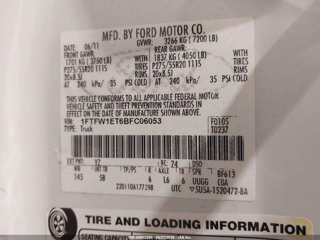 1FTFW1ET6BFC06053 2011 FORD F-150 photo no. 9