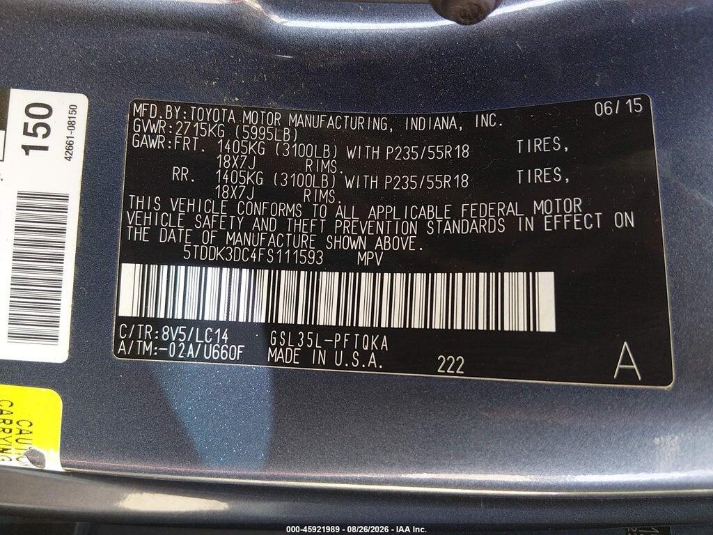5TDDK3DC4FS111593 2015 TOYOTA SIENNA photo no. 9