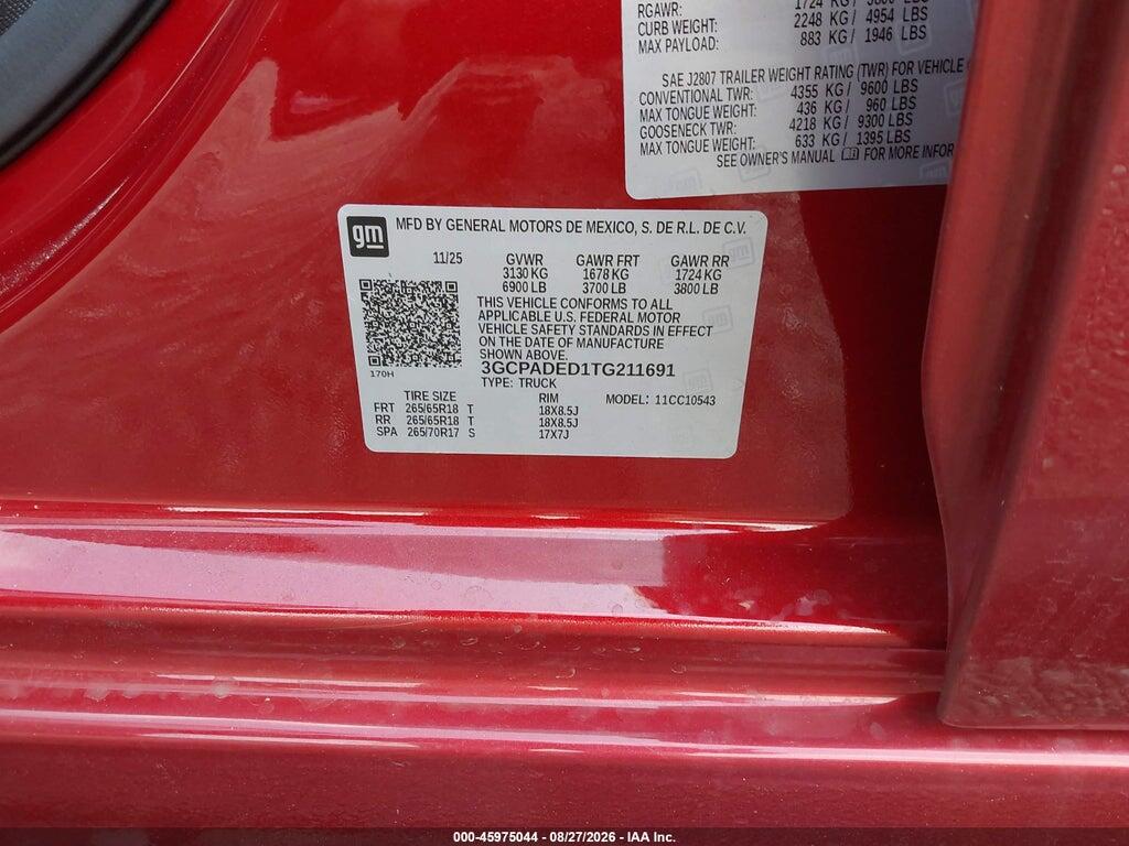 3GCPADED1TG211691 2026 CHEVROLET SILVERADO 1500 photo no. 9