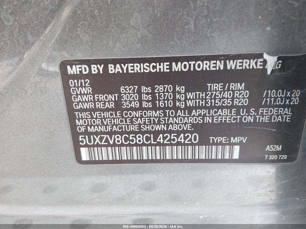 5UXZV8C58CL425420 2012 BMW X5 photo no. 9
