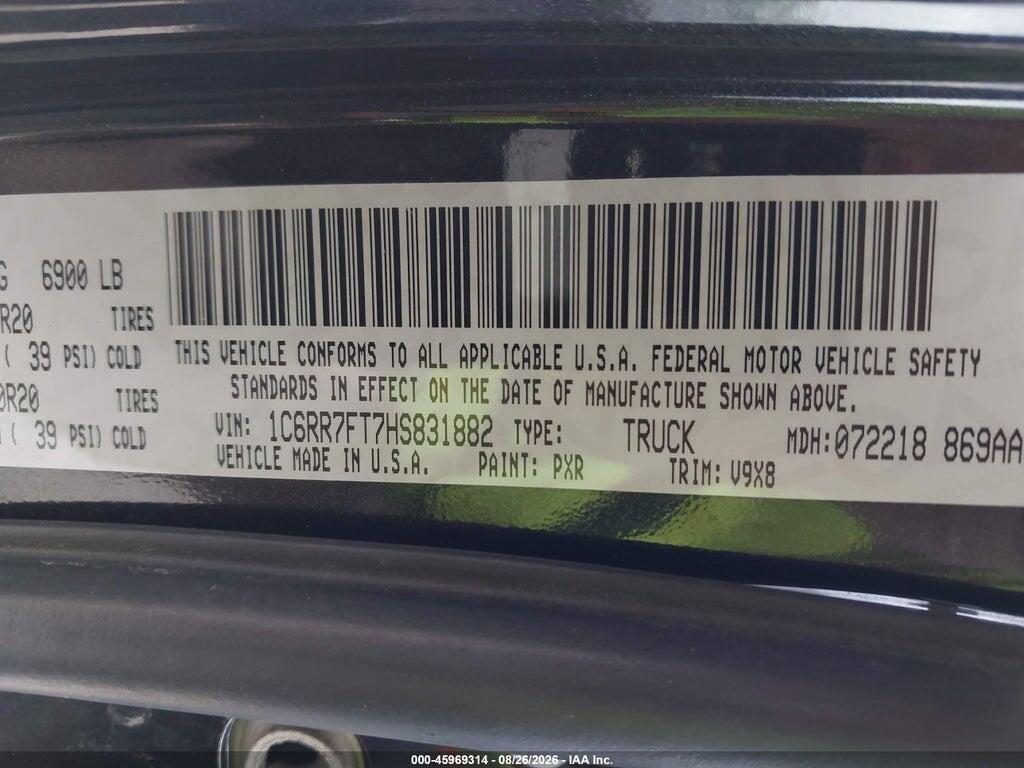 1C6RR7FT7HS831882 2017 RAM 1500 photo no. 9