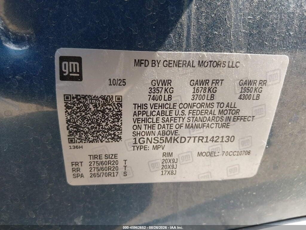 1GNS5MKD7TR142130 2026 CHEVROLET TAHOE photo no. 9