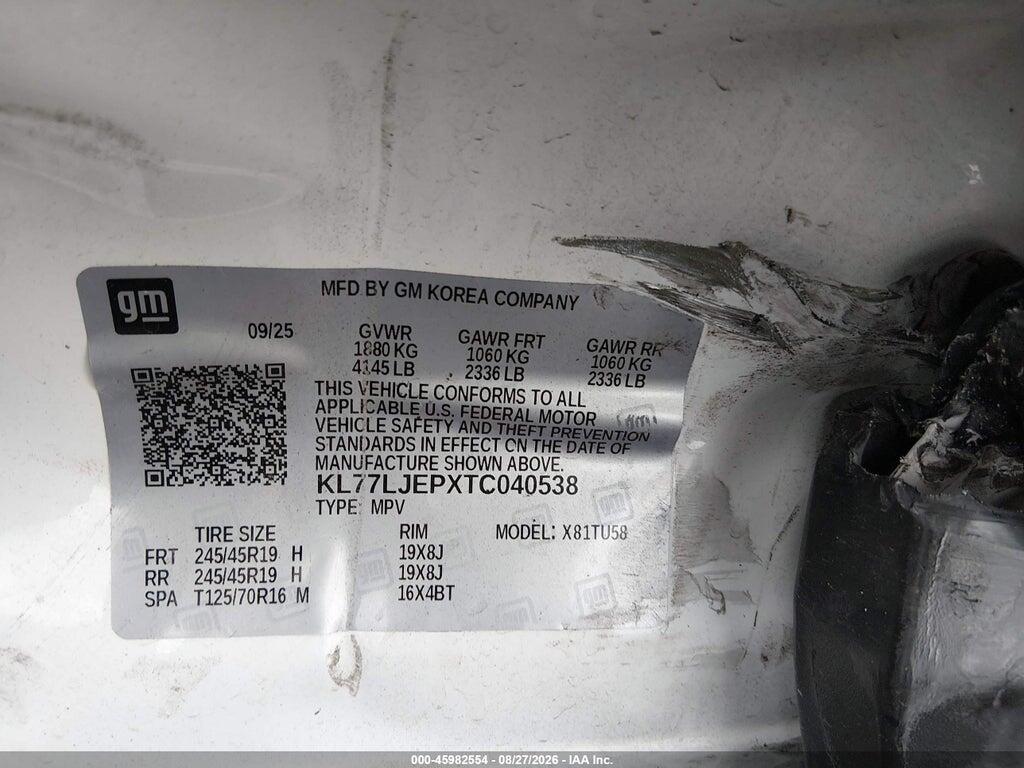 KL77LJEPXTC040538 2026 CHEVROLET TRAX photo no. 9