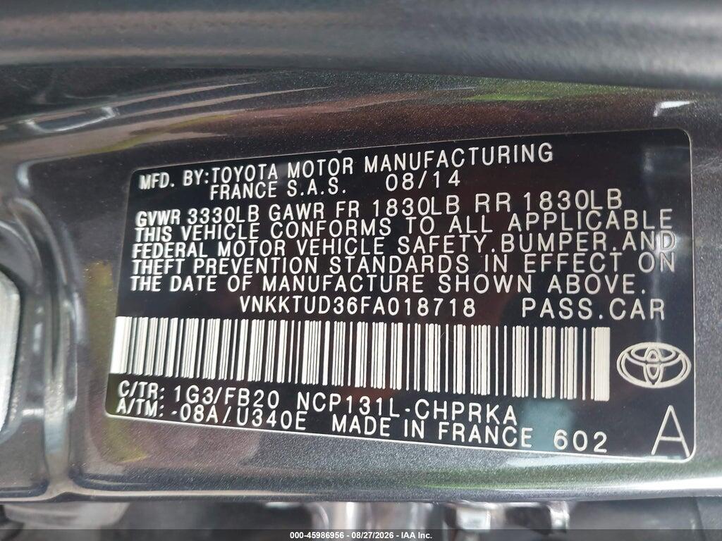 VNKKTUD36FA018718 2015 TOYOTA YARIS photo no. 9