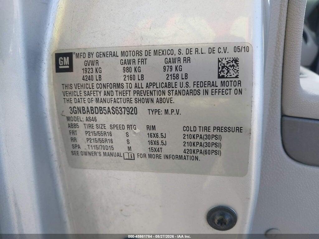 3GNBABDB5AS637920 2010 CHEVROLET HHR photo no. 9