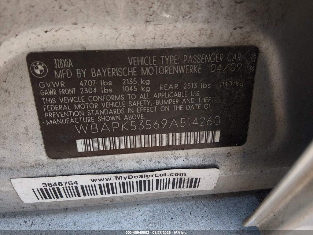 WBAPK53569A514260 2009 BMW 328I photo no. 9