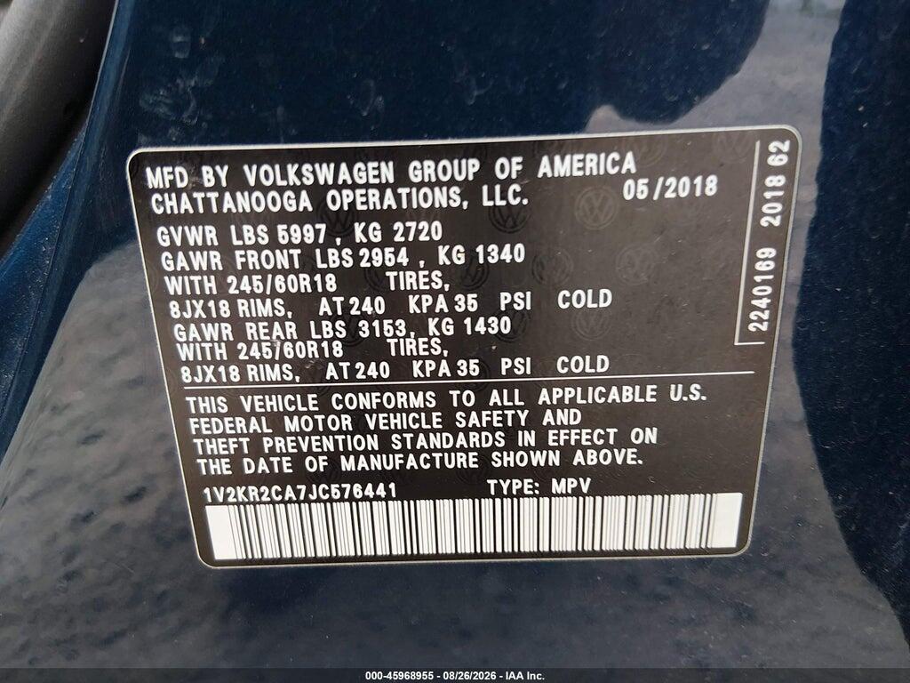 1V2KR2CA7JC576441 2018 VOLKSWAGEN ATLAS photo no. 9