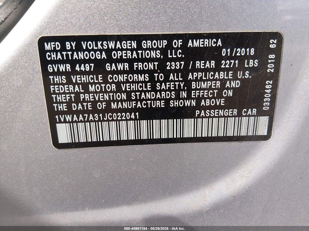1VWAA7A31JC022041 2018 VOLKSWAGEN PASSAT photo no. 9