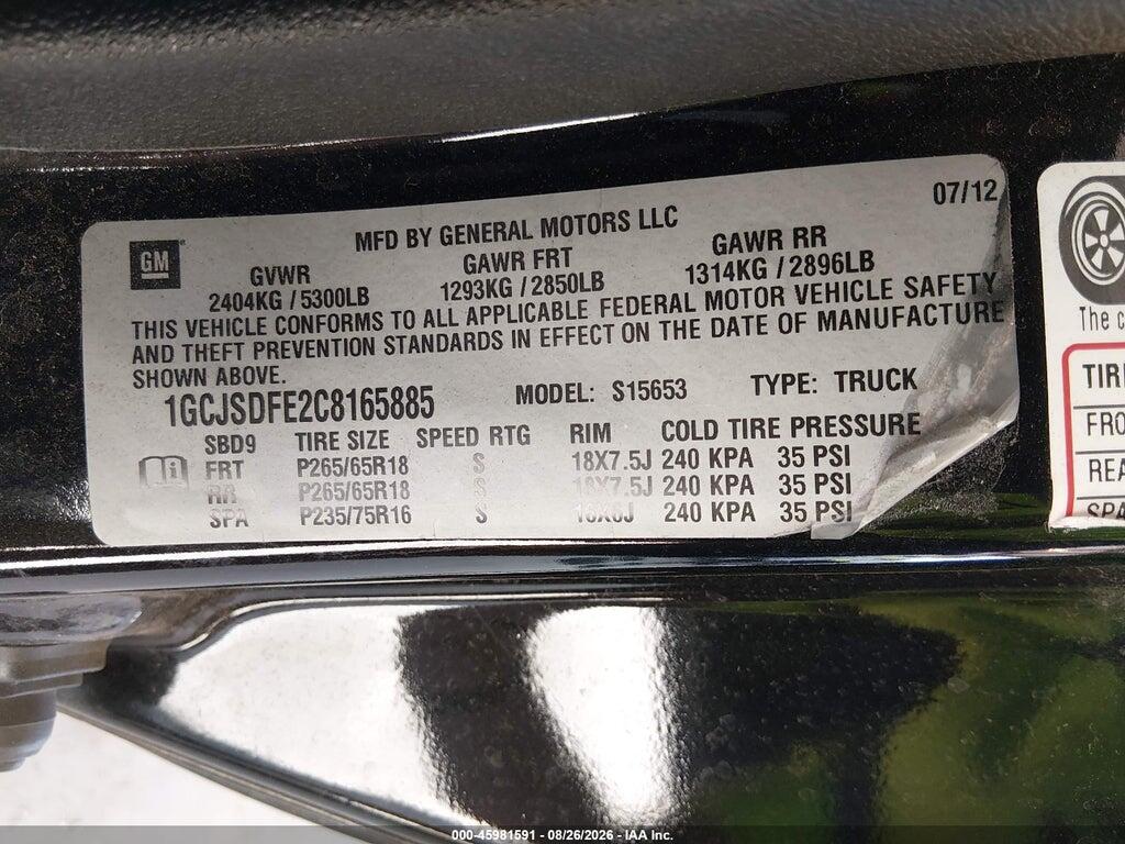 1GCJSDFE2C8165885 2012 CHEVROLET COLORADO photo no. 9
